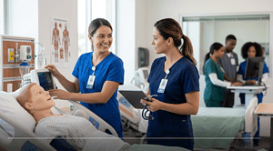 LVN and RN training with patient simulator in clinical setting
