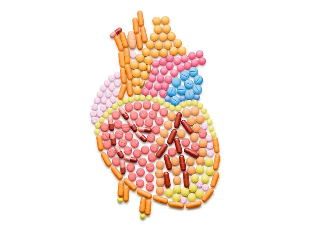Colorful heart in the shape of pills
